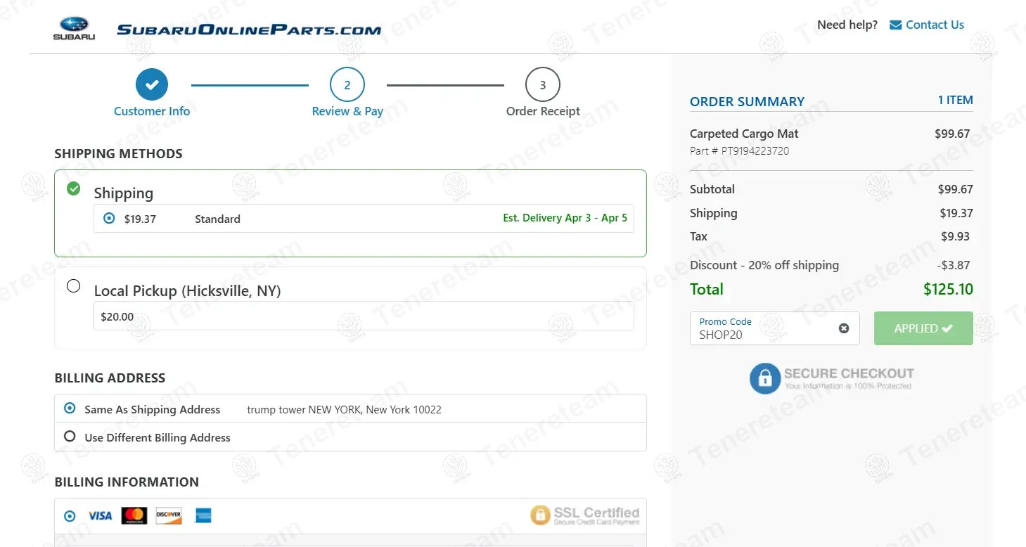 Subaru Online Parts coupon code: 20% off with SHOP20. Tested and valid as 1 year ago.