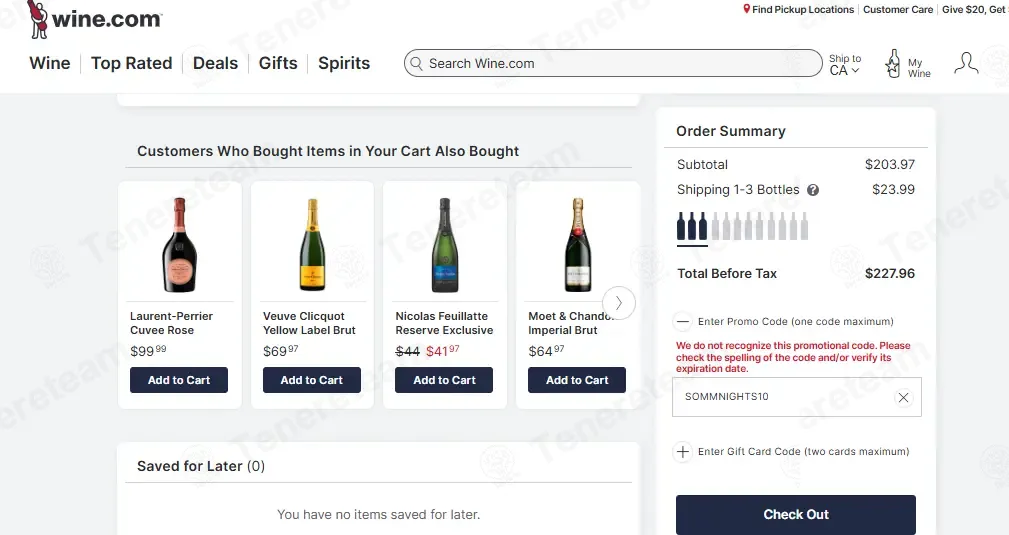 Wine.com coupon code: 10% off with SOMMNIGHTS10. Tested and valid as 2 weeks ago.