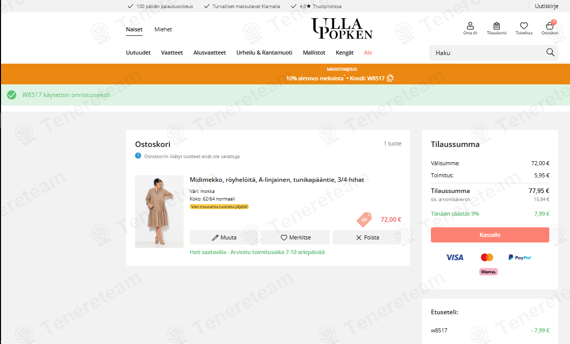 Ulla Popken FI coupon code: 10% off with W8517. Tested and valid as 1 year ago.