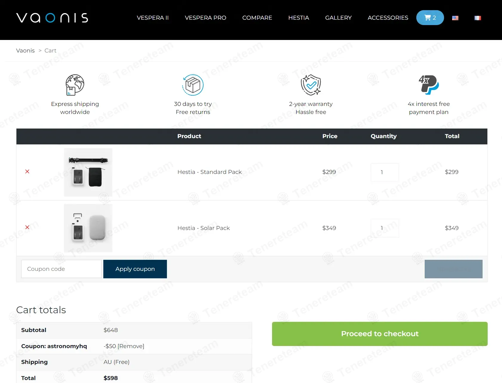 Vaonis coupon code: $50 off with ASTRONOMYHQ. Tested and valid as 1 year ago.