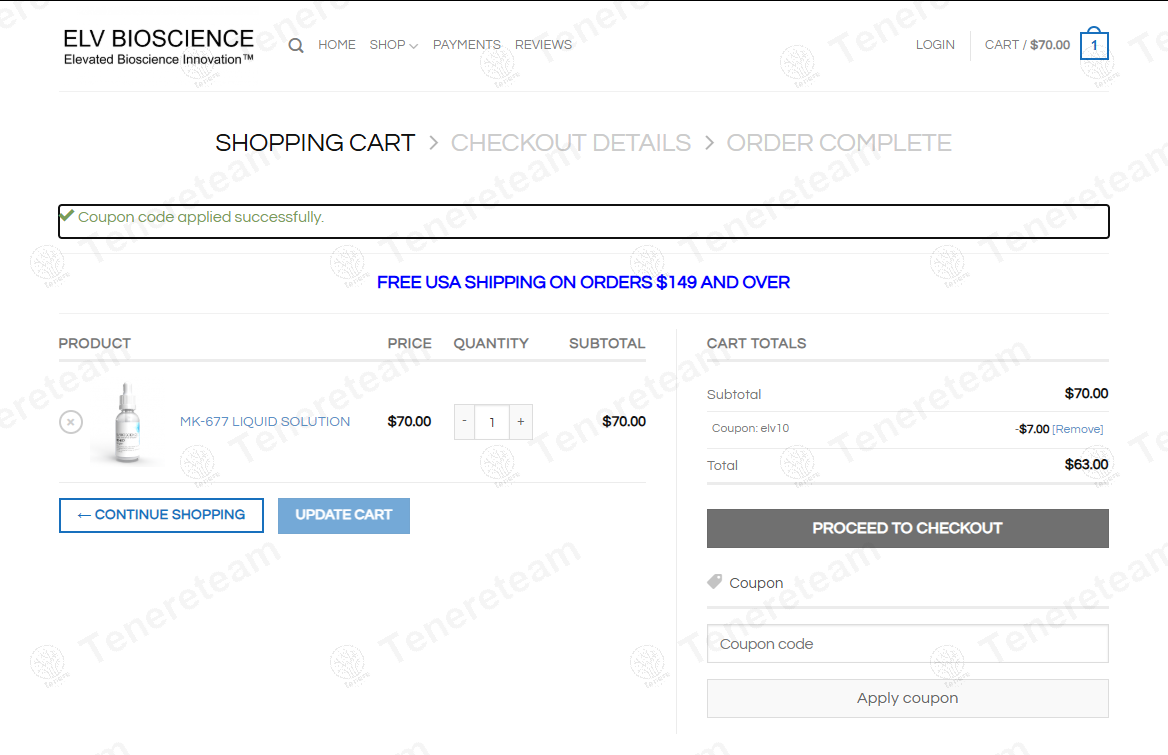ELV BIOSCIENCE coupon code: 10% off with elv10. Tested and valid as 1 year ago.