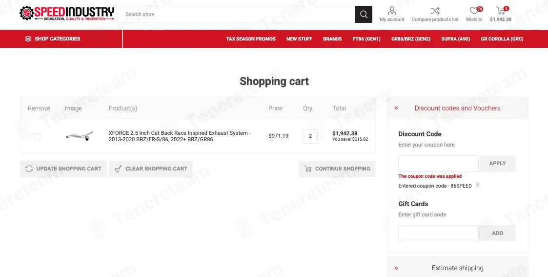 Speed Industry coupon code: 20% off with 86SPEED. Tested and valid as 3 months ago.