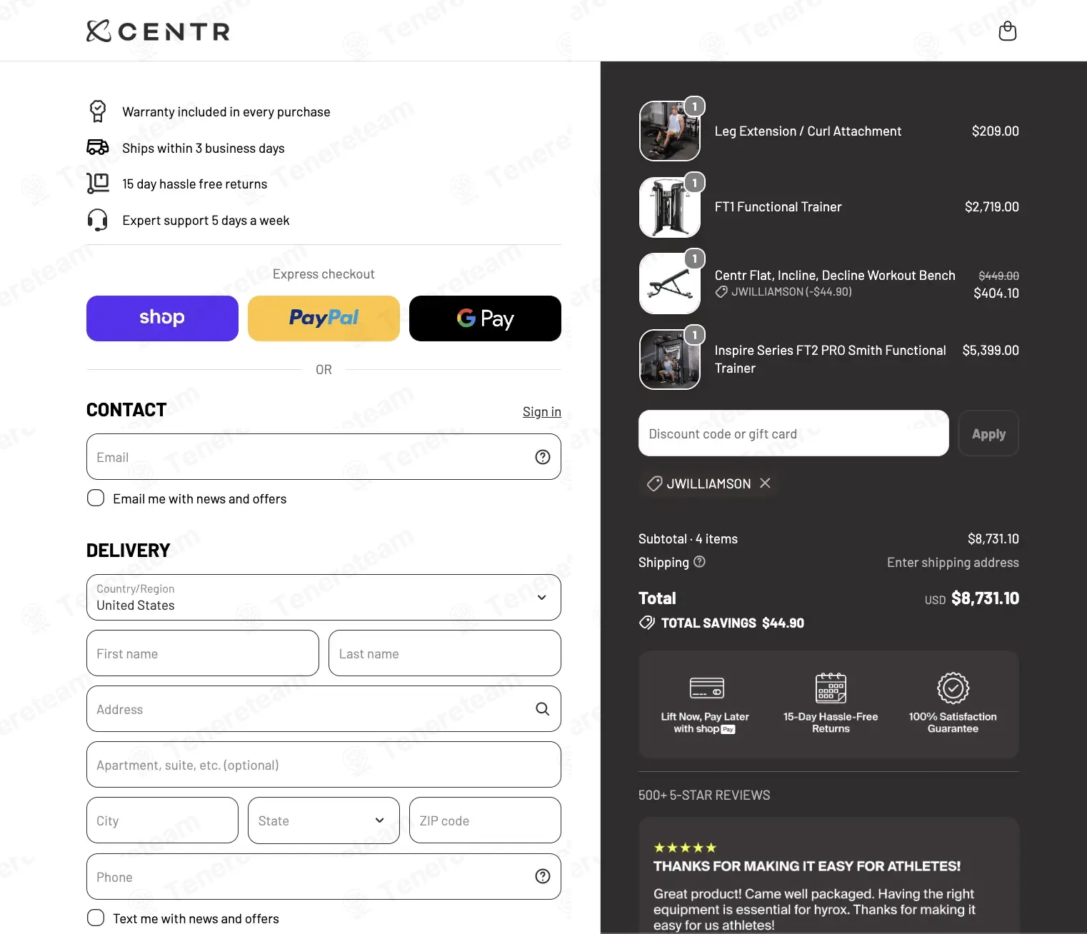 Centr coupon code verified as working at checkout