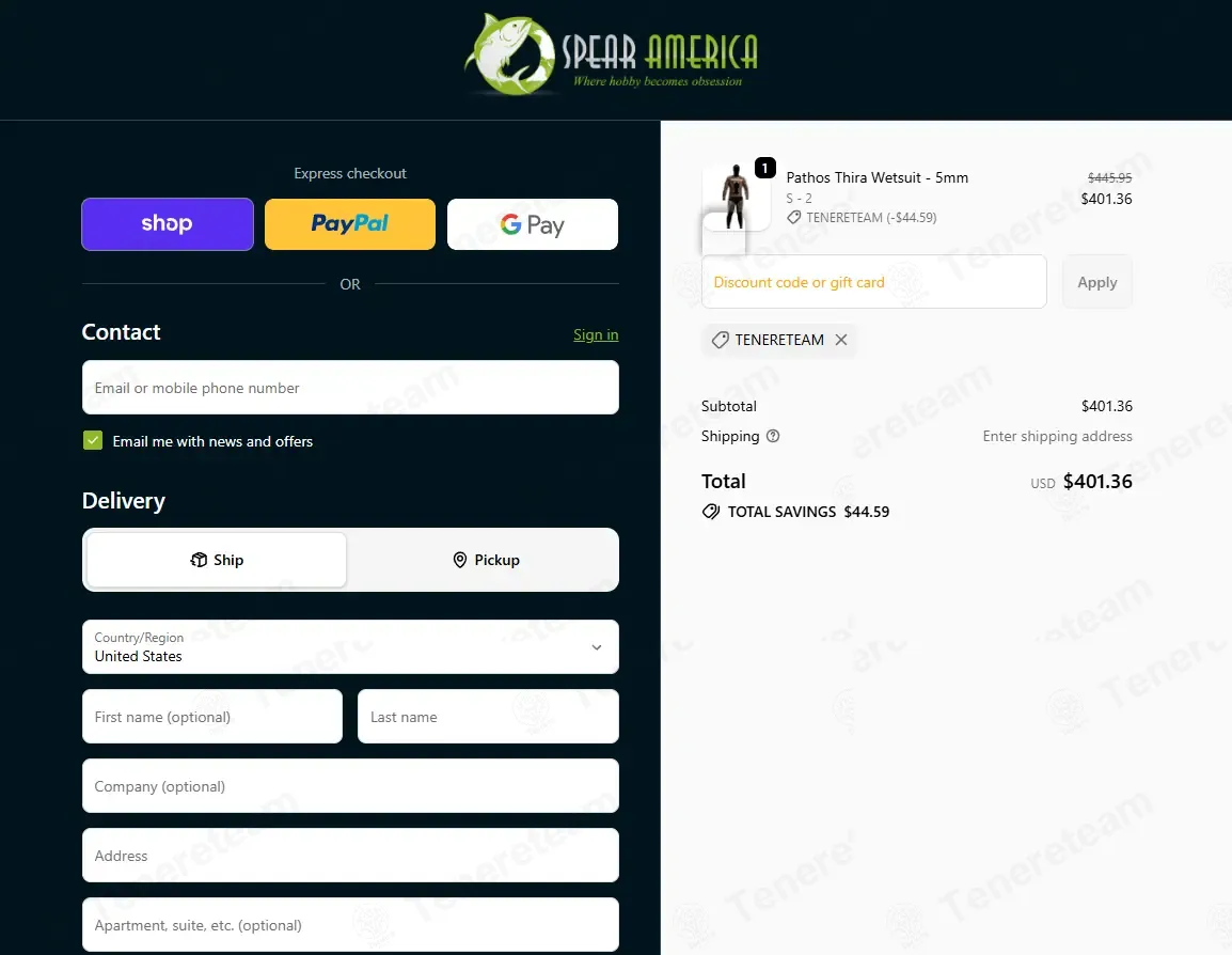 Spear America coupon code: 10% off with TENERETEAM. Tested and valid as 4 days ago.