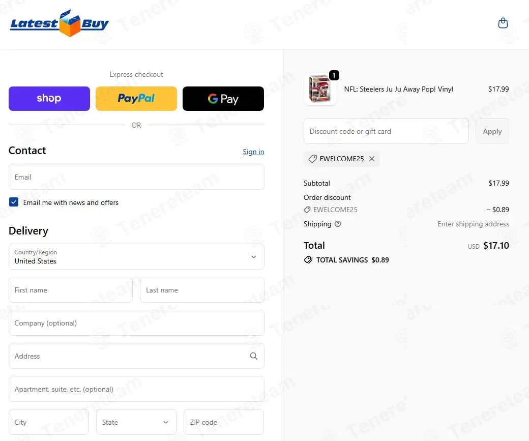 LatestBuy coupon code: 5% off with EWELCOME25. Tested and valid as 1 month ago.