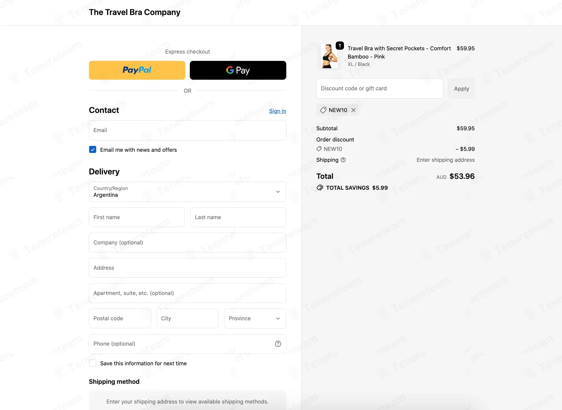 The Travel Bra coupon code: 10% off with NEW10. Tested and valid as 5 months ago.