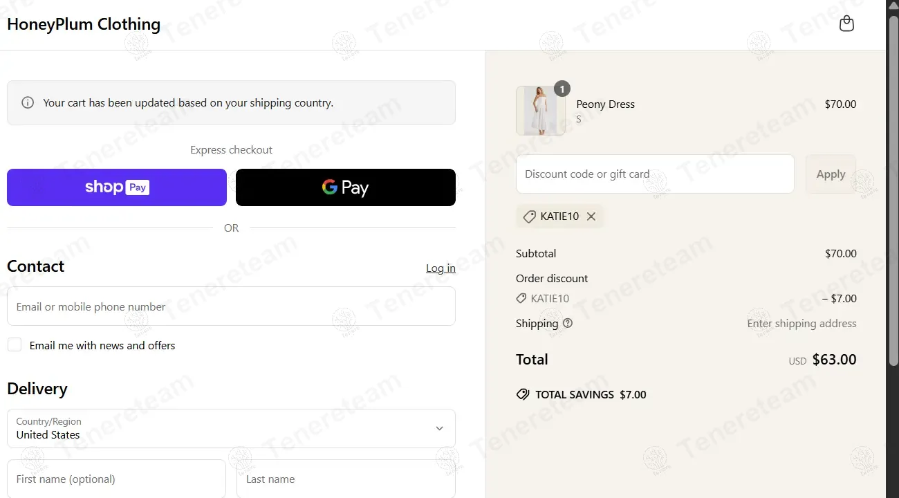 HoneyPlum Clothing coupon code: 10% off with KATIE10. Tested and valid as 1 year ago.