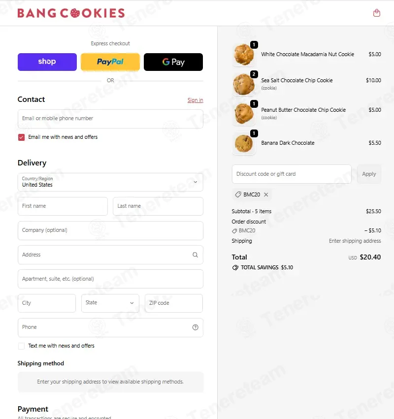 Bang Cookies coupon code: 20% off with BMC20. Tested and valid as 1 month ago.