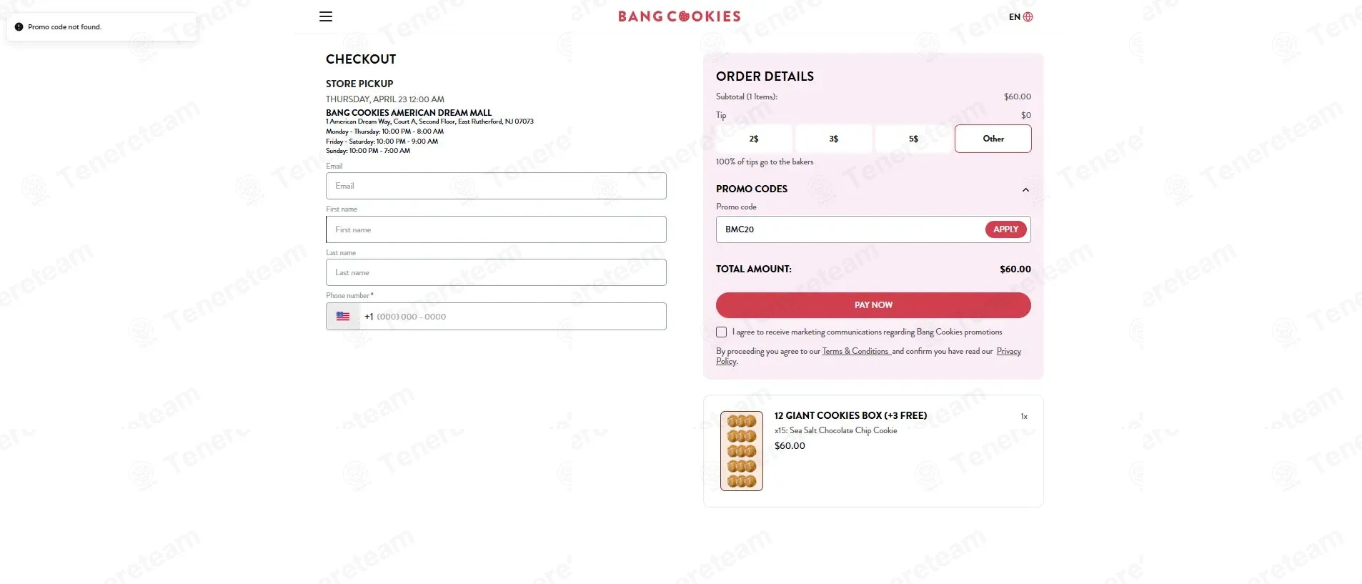 Bang Cookies coupon code: 20% off with BMC20. Tested and valid as 1 month ago.