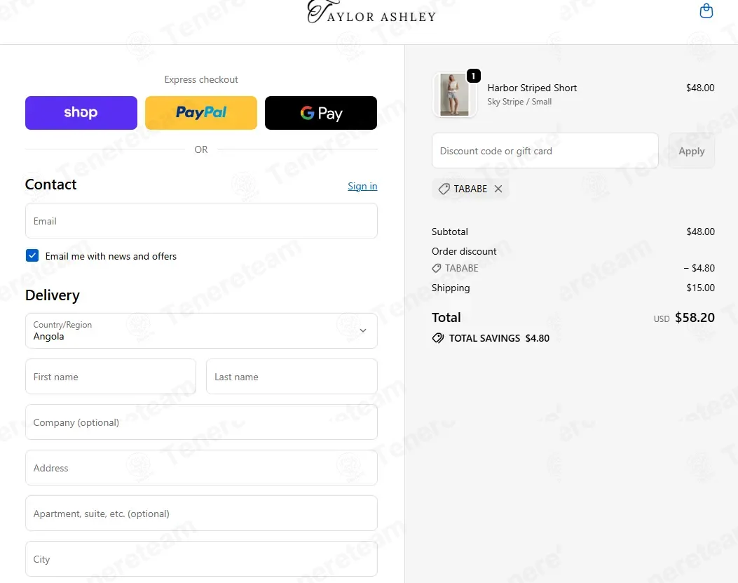 Taylor Ashley coupon code: 10% off with TABABE. Tested and valid as 4 weeks ago.