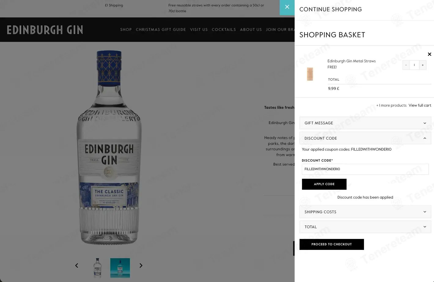 Edinburgh Gin Distillery coupon code: 10% off with FILLEDWITHWONDER10. Tested and valid as 6 months ago.