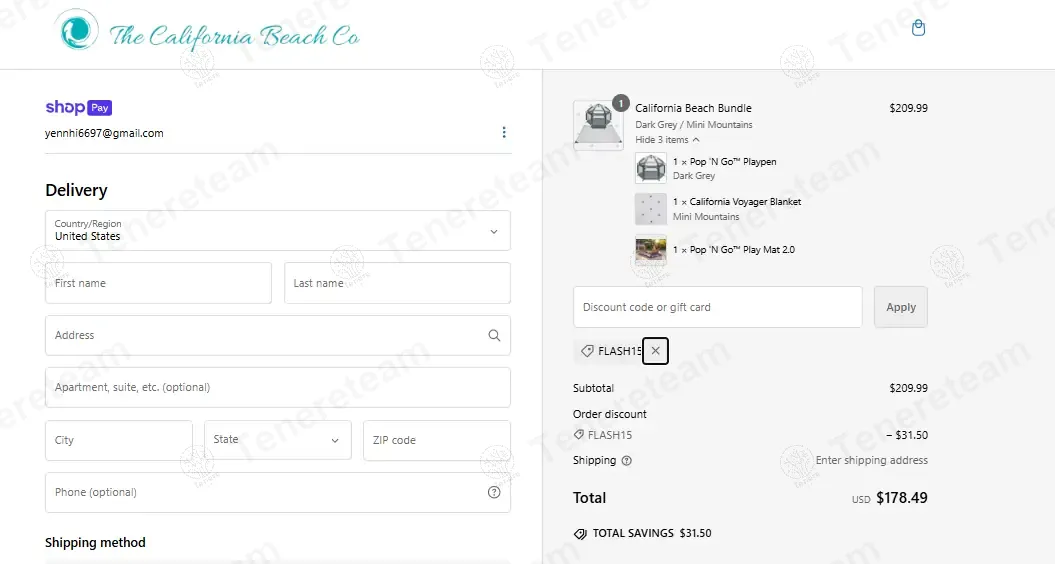 California Beach Co coupon code: 15% off with FLASH15. Tested and valid as 5 months ago.