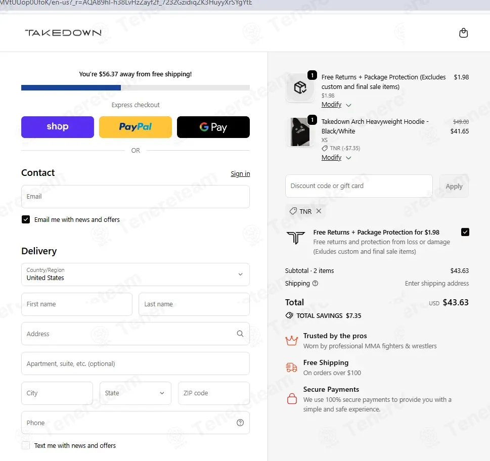 Takedown Sportswear coupon code: 15% off with TNR. Tested and valid as 7 months ago.