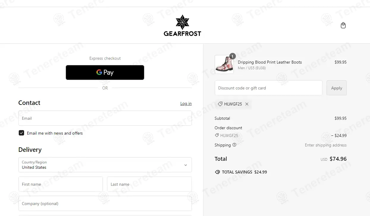 GearFrost coupon code verified as working at checkout