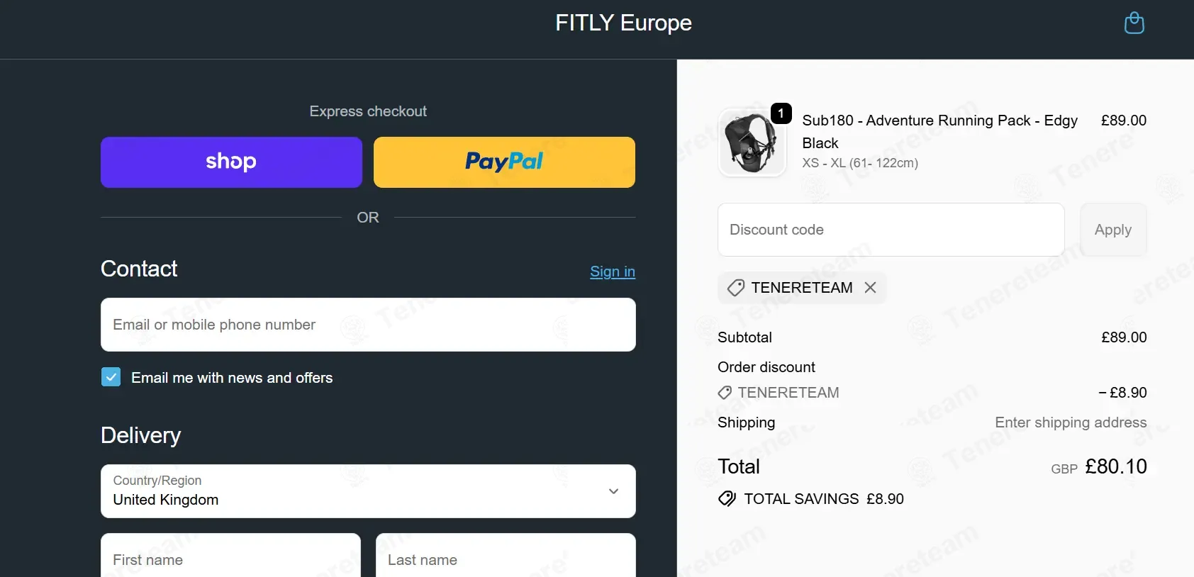 Fitly Run EU coupon code: 10% off with TENERETEAM. Tested and valid as 2 weeks ago.