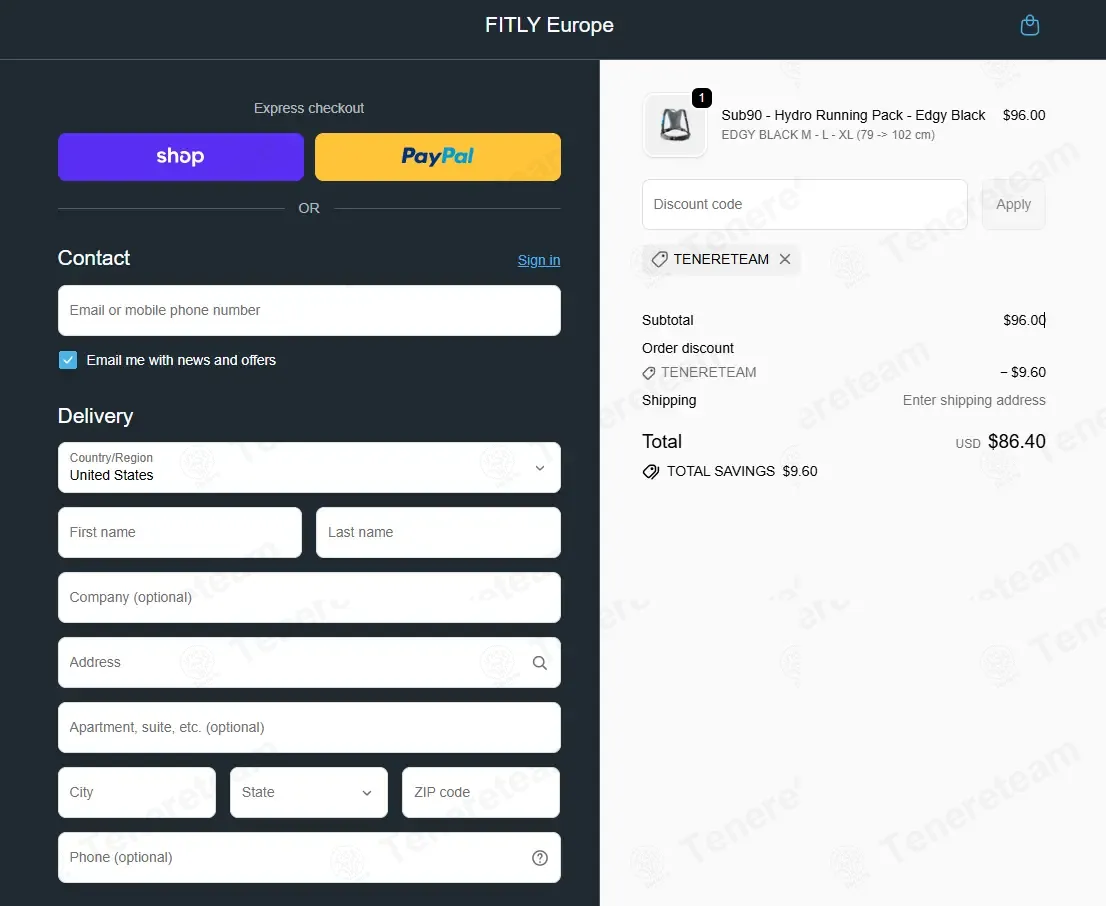 Fitly Run EU coupon code: 10% off with TENERETEAM. Tested and valid as 2 weeks ago.