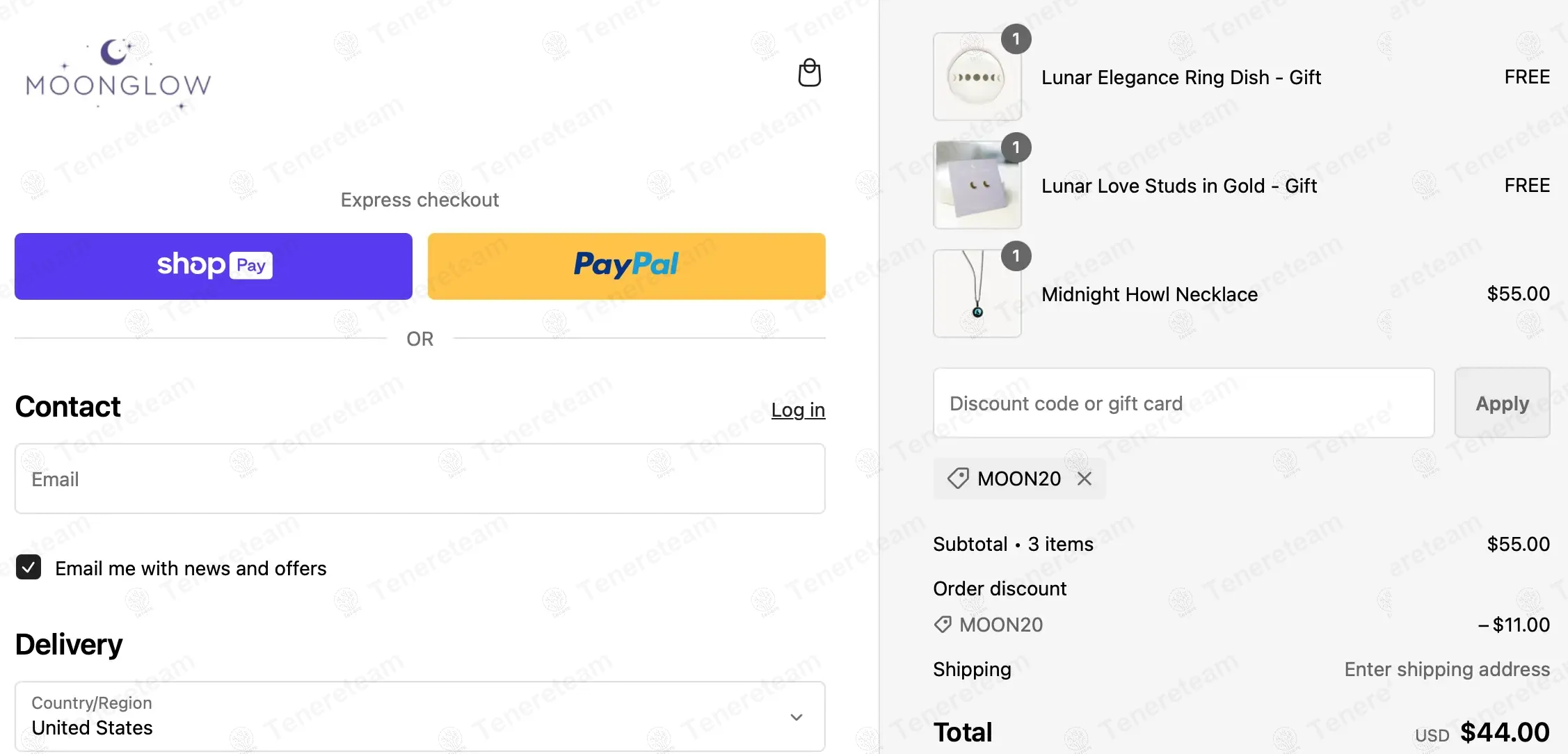 Moonglow Jewelry coupon code: 20% off with MOON20. Tested and valid as 9 months ago.