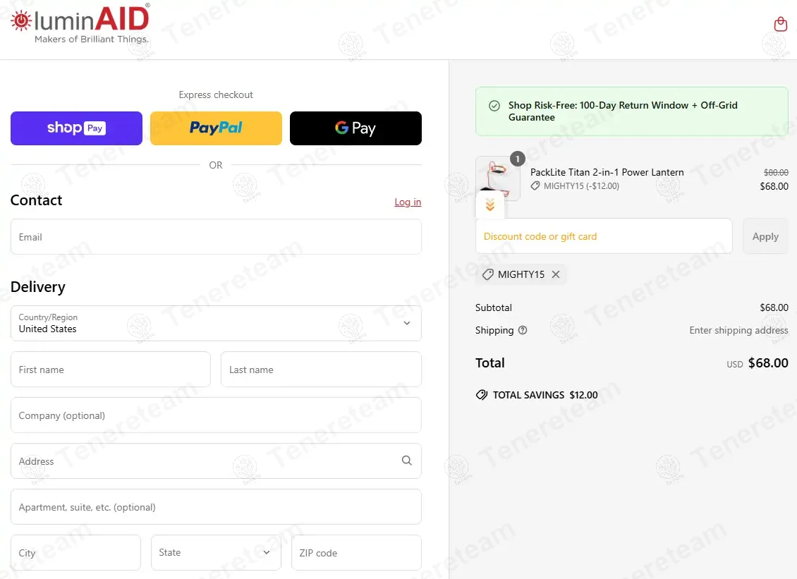 LuminAID coupon code: 15% off with MIGHTY15. Tested and valid as 1 year ago.
