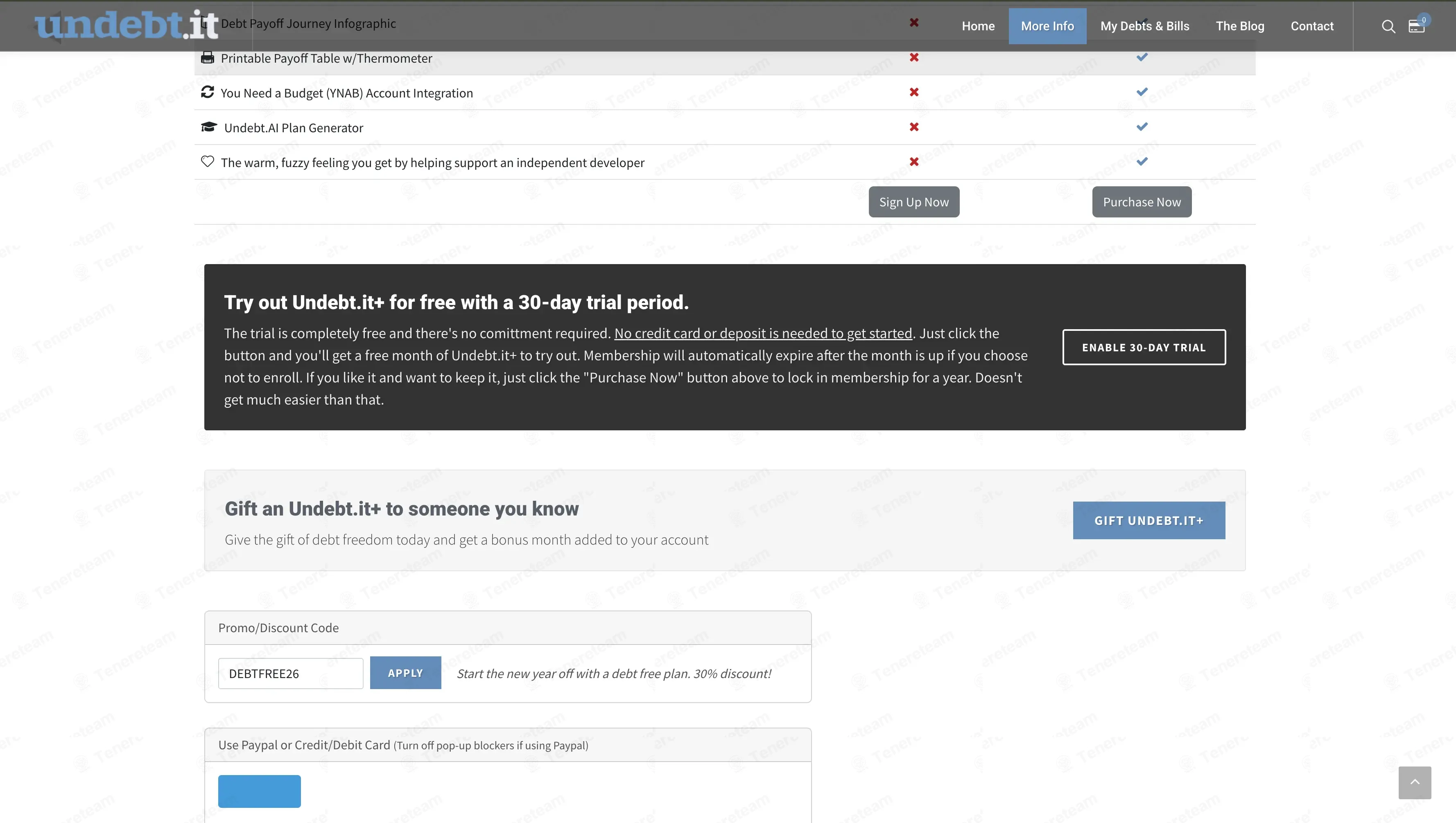 Undebt.it coupon code: 30% off with DEBTFREE26. Tested and valid as 4 weeks ago.