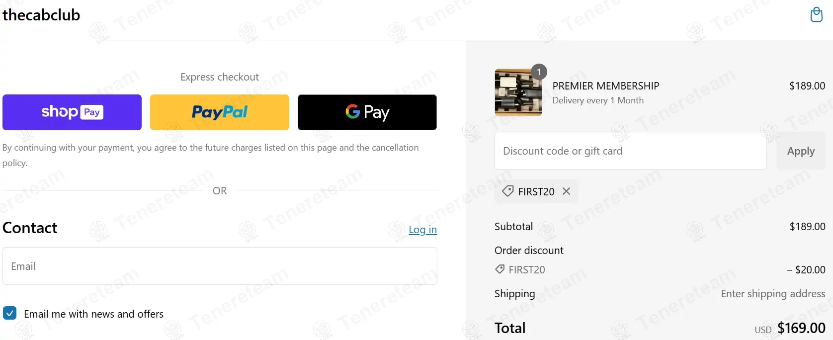 The Cab Club coupon code: $20 off with FIRST20. Tested and valid as 3 months ago.