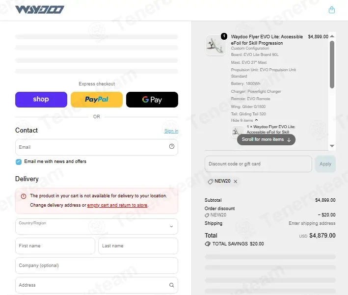 Waydoo coupon code: $20 off with NEW20. Tested and valid as 3 days ago.