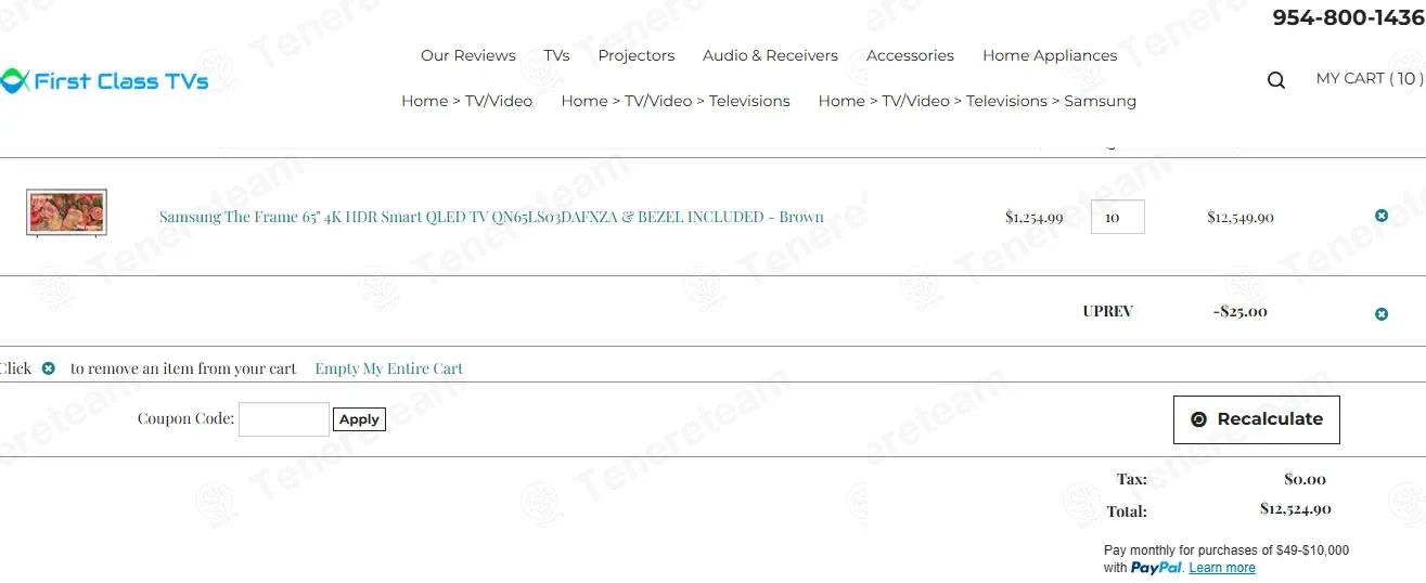First Class TVs coupon code: $25 off with UPREV. Tested and valid as 3 days ago.