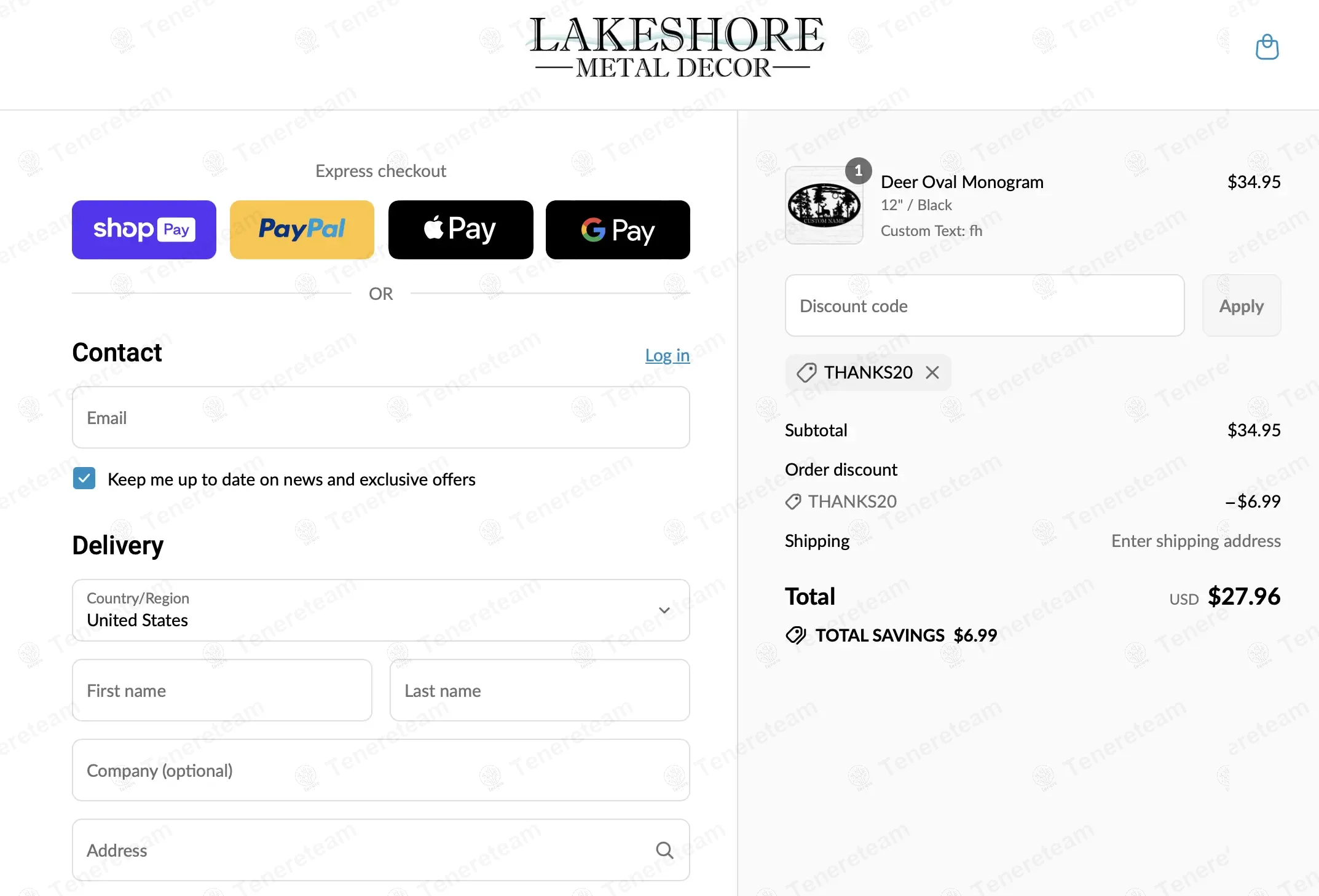 Lakeshore Metal Decor coupon code: 20% off with THANKS20. Tested and valid as 6 months ago.