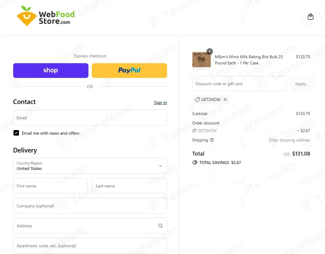Web Food Store coupon code: 2% off with GET2NOW. Tested and valid as 1 month ago.