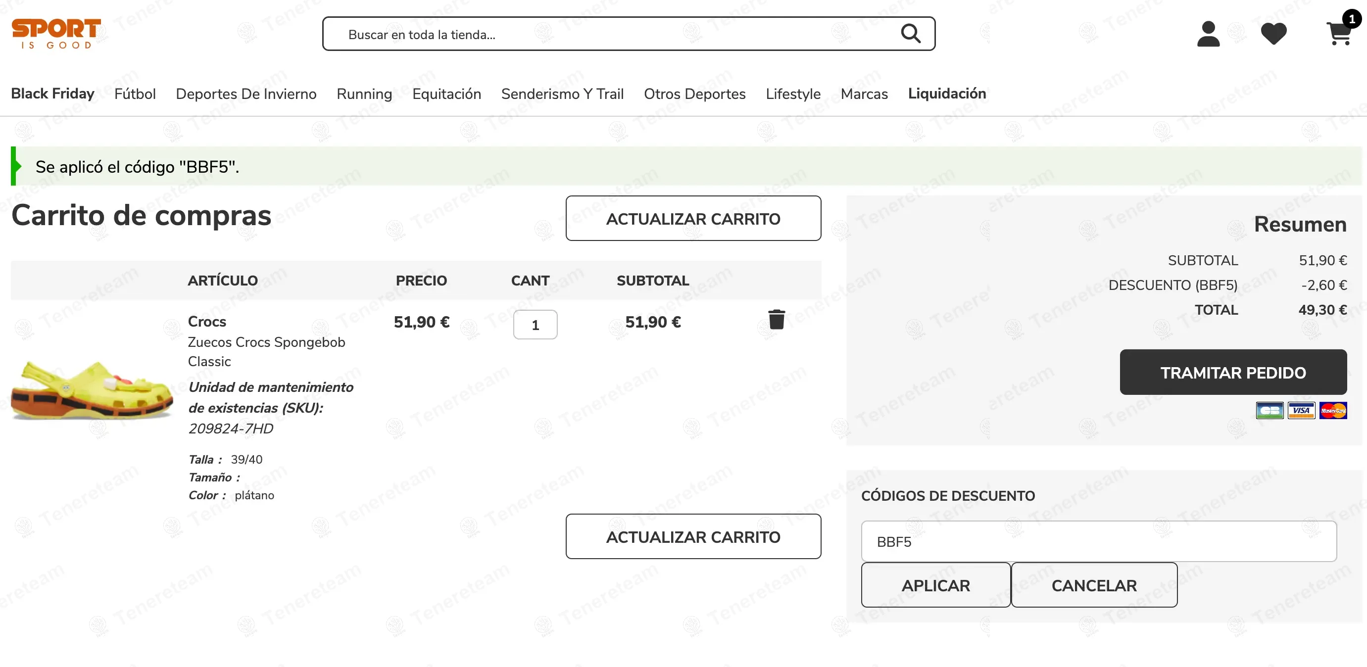 Sport is Good ES coupon code: 5% off with BBF5. Tested and valid as 1 year ago.