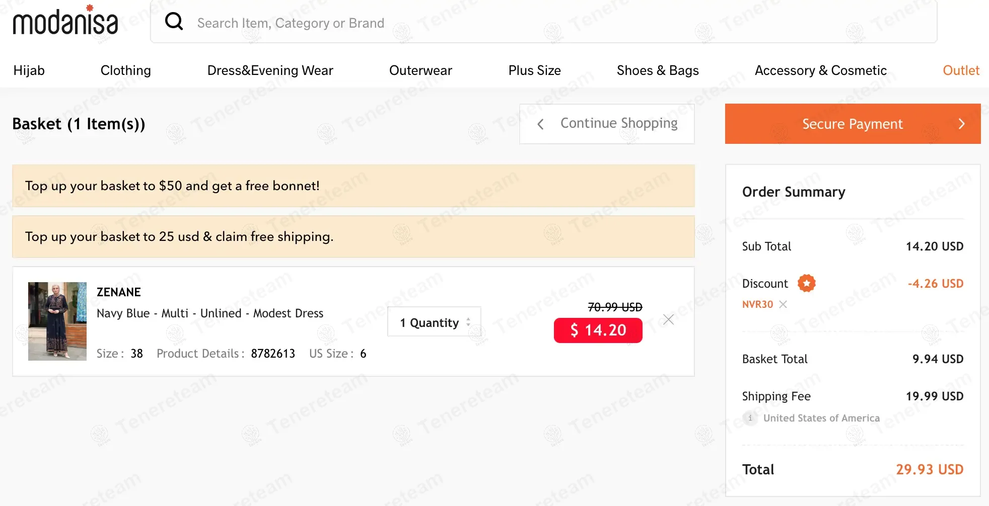 Modanisa coupon code: 30% off with NVR30. Tested and valid as 1 year ago.
