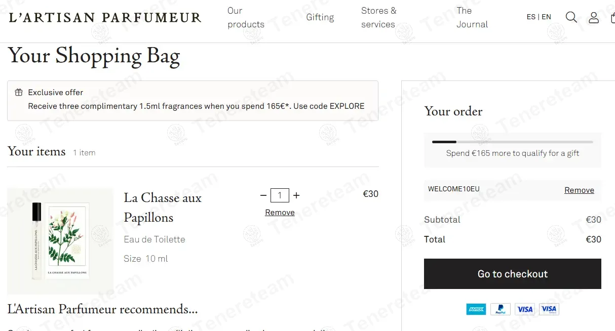 Artisan Parfumeur FR coupon code: 10% off with WELCOME10EU. Tested and valid as 1 year ago.