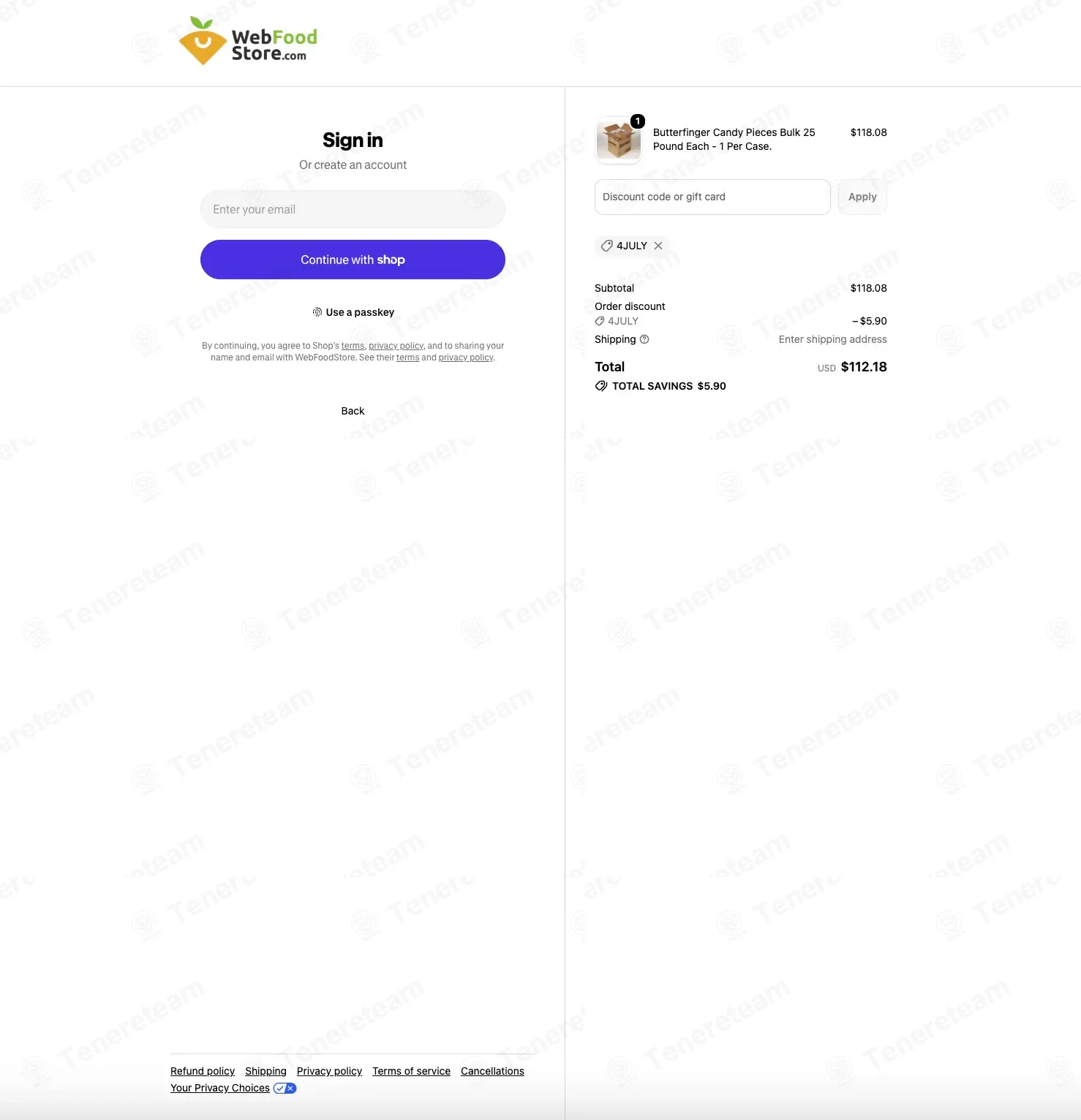 Web Food Store coupon code: 5% off with 4JULY. Tested and valid as 1 month ago.