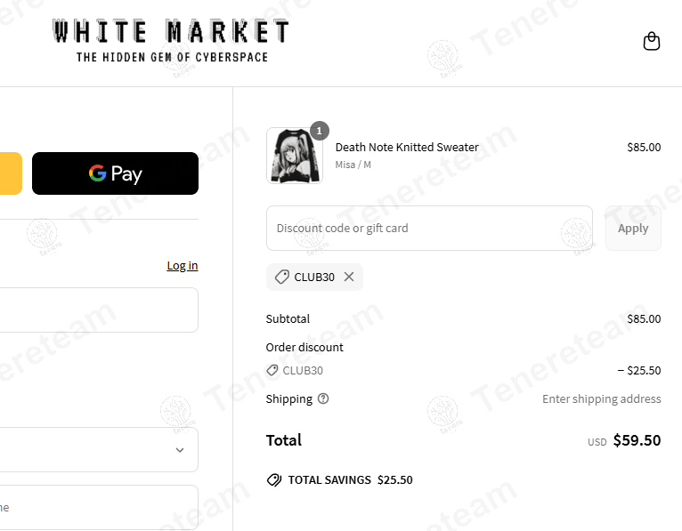 White Market coupon code: 30% off with CLUB30. Tested and valid as 1 year ago.