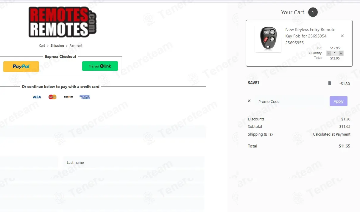 RemotesRemotes.com coupon code: 10% off with SAVE1. Tested and valid as 6 days ago.