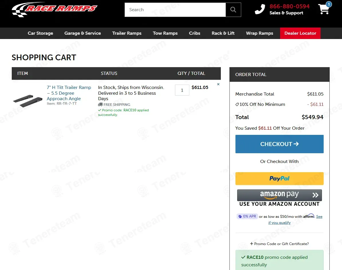 Race Ramps coupon code: 10% off with RACE10. Tested and valid as 3 weeks ago.