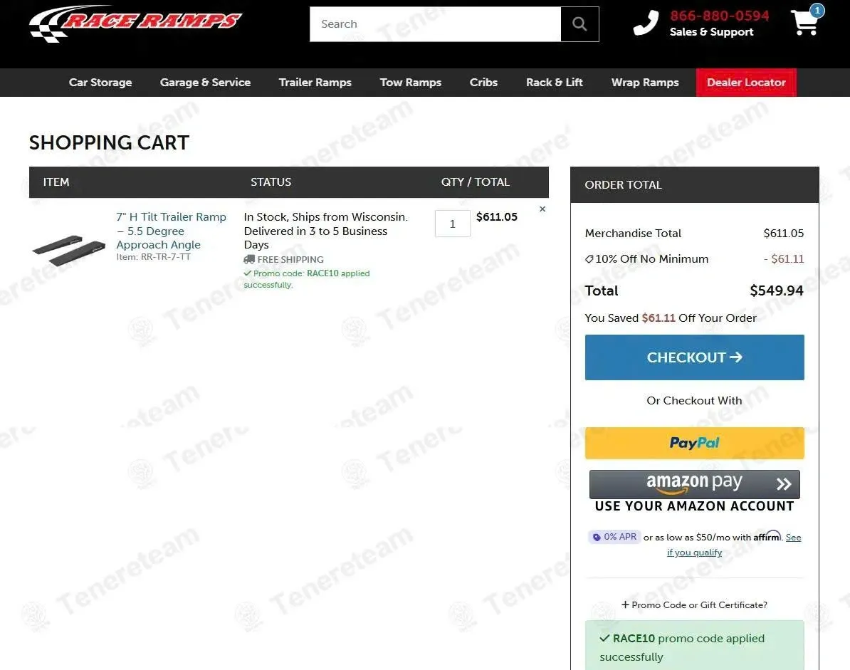 Race Ramps coupon code: 10% off with RACE10. Tested and valid as 3 weeks ago.