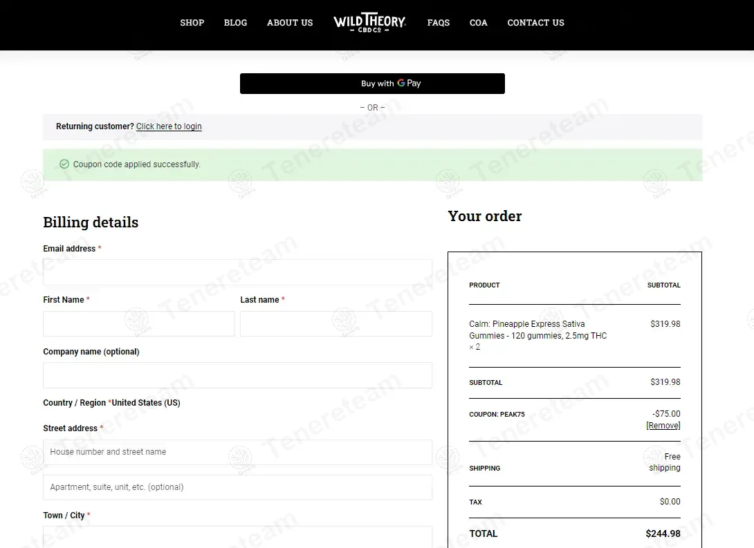 Wild Theory coupon code: $75 off with peak75. Tested and valid as 10 months ago.