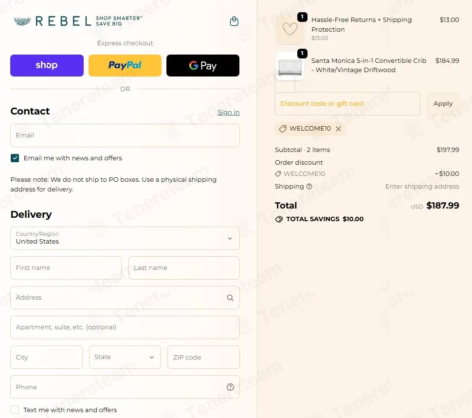 Rebelstork coupon code: $10 off with WELCOME10. Tested and valid as 7 months ago.