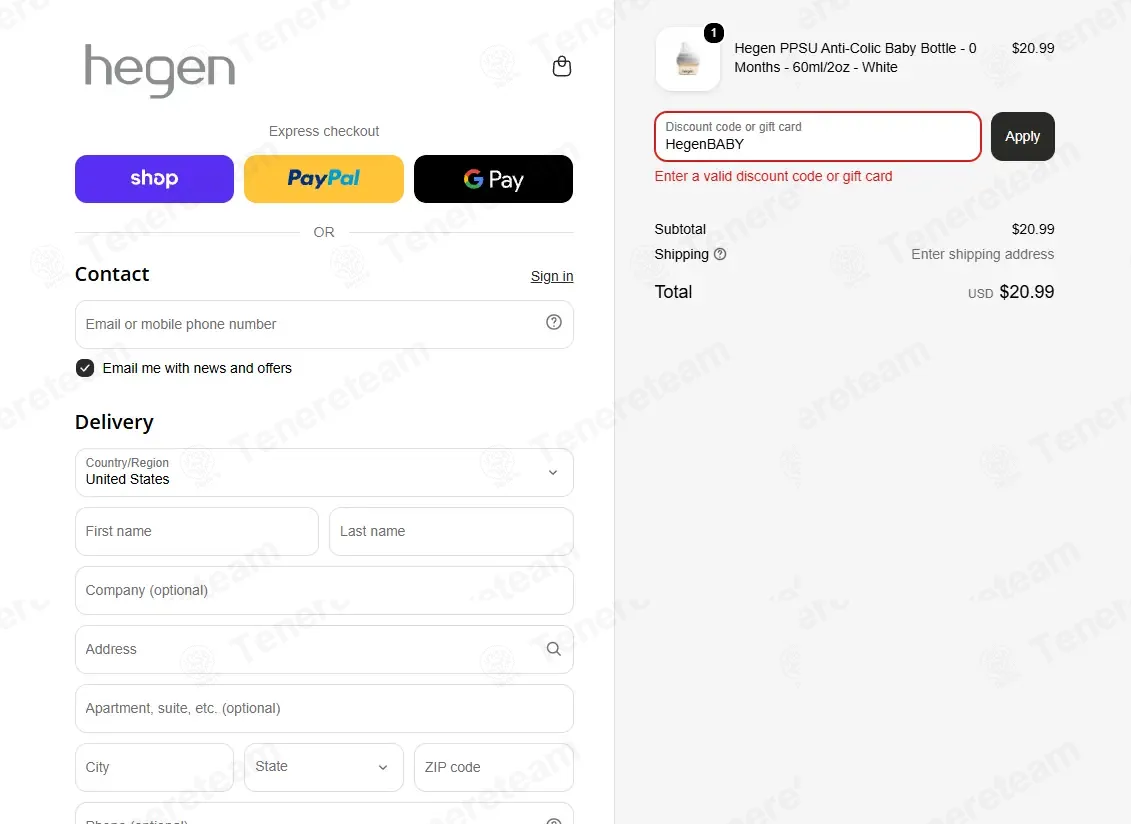 Hegen US coupon code: $5 off with HEGENBABY. Tested and valid as 4 days ago.