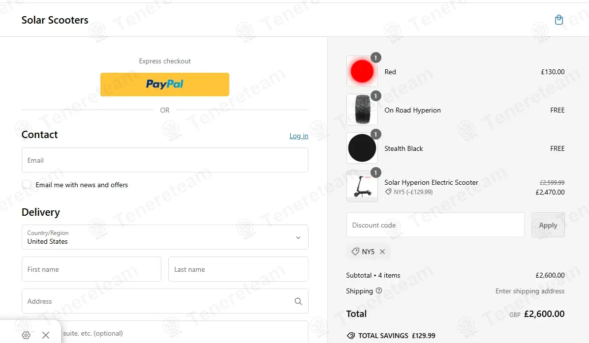 Solar Scooters coupon code: 5% off with NY5. Tested and valid as 1 year ago.
