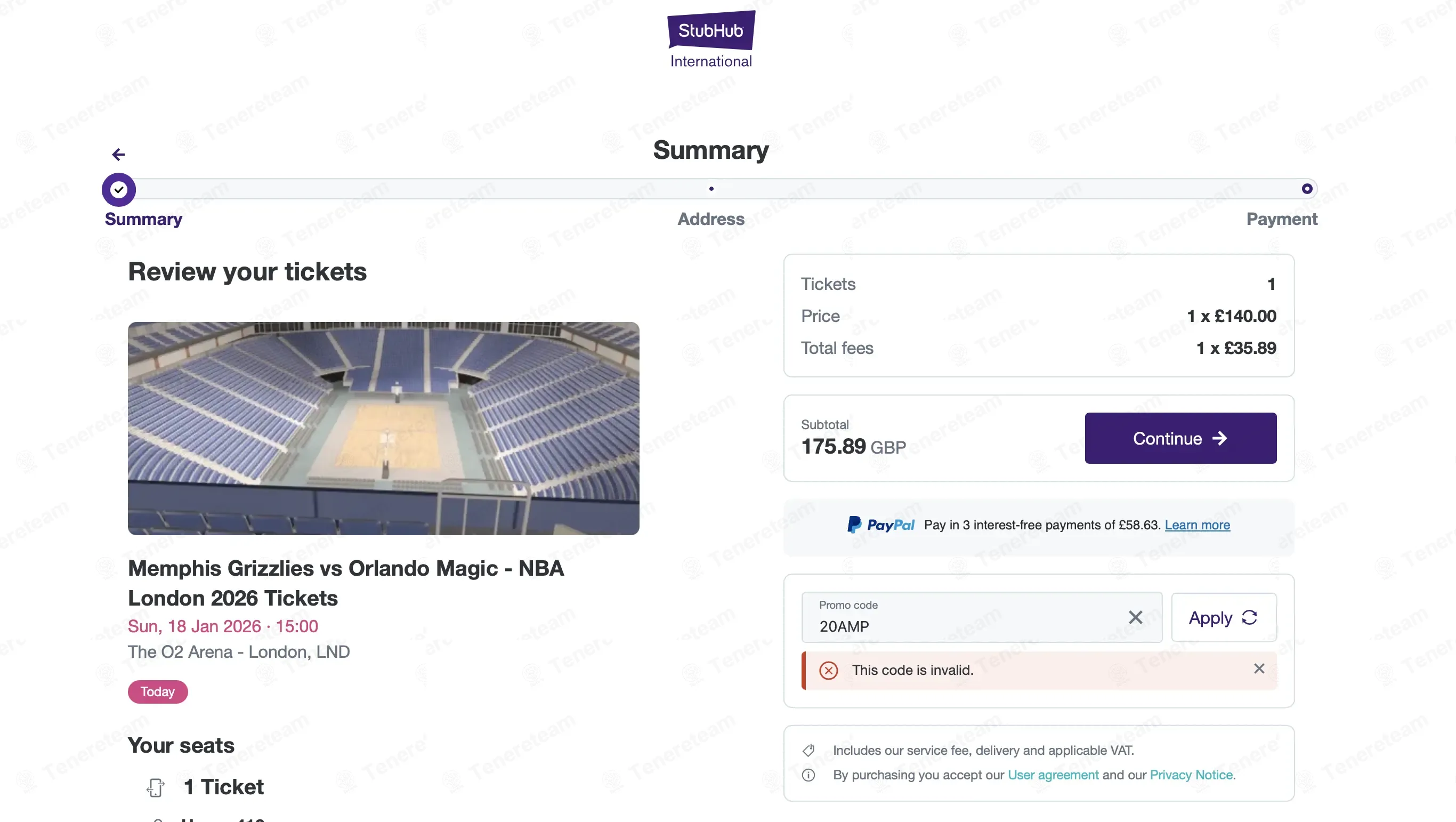 StubHub coupon code: $20 off with 20AMP. Tested and valid as 4 months ago.