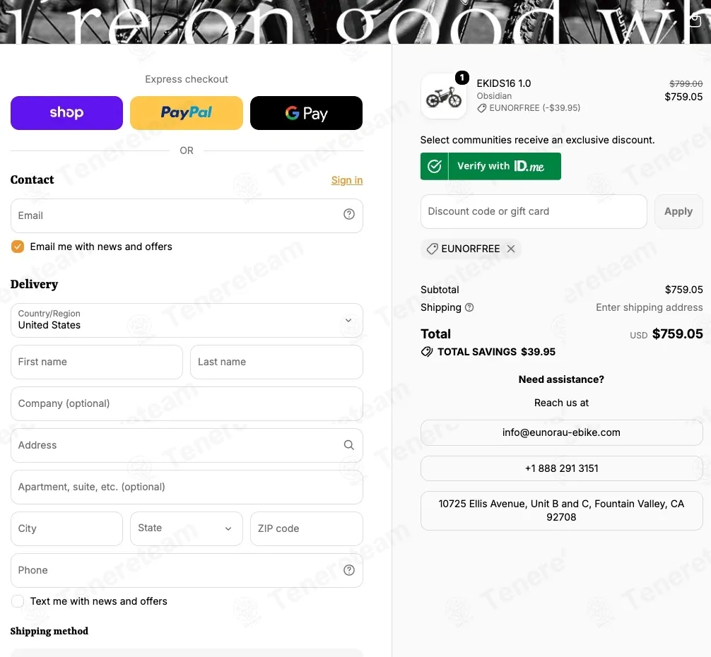 Eunorau EBike coupon code: 5% off with EUNORFREE. Tested and valid as 1 day ago.