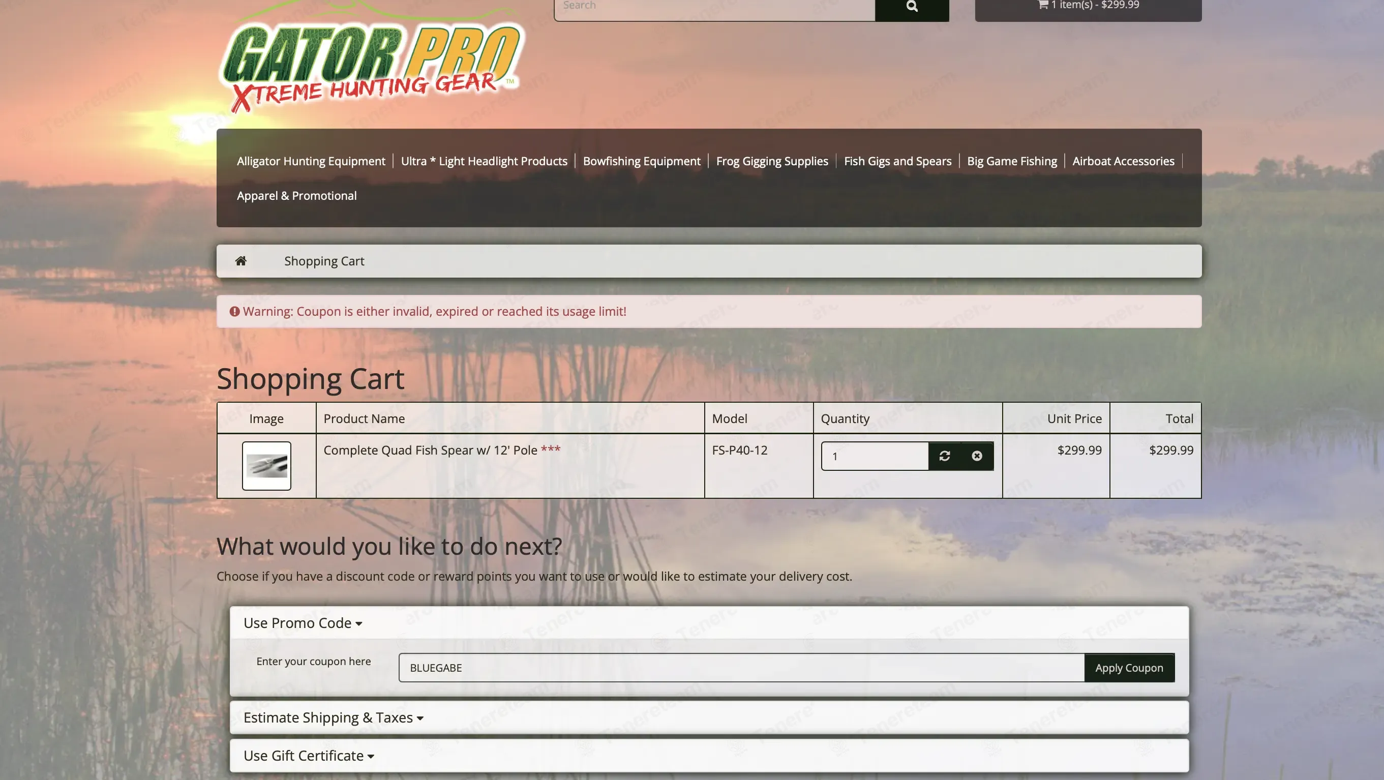 Gator Pro Outdoors coupon code: 10% off with BLUEGABE. Tested and valid as 3 months ago.