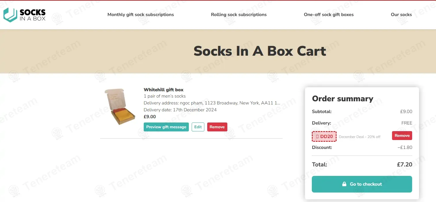 Socks In A Box coupon code: 20% off with DD20. Tested and valid as 10 months ago.
