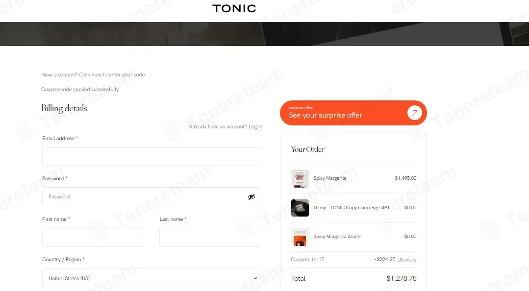 Tonic Site Shop coupon code: 15% off with tnr15. Tested and valid as 1 week ago.