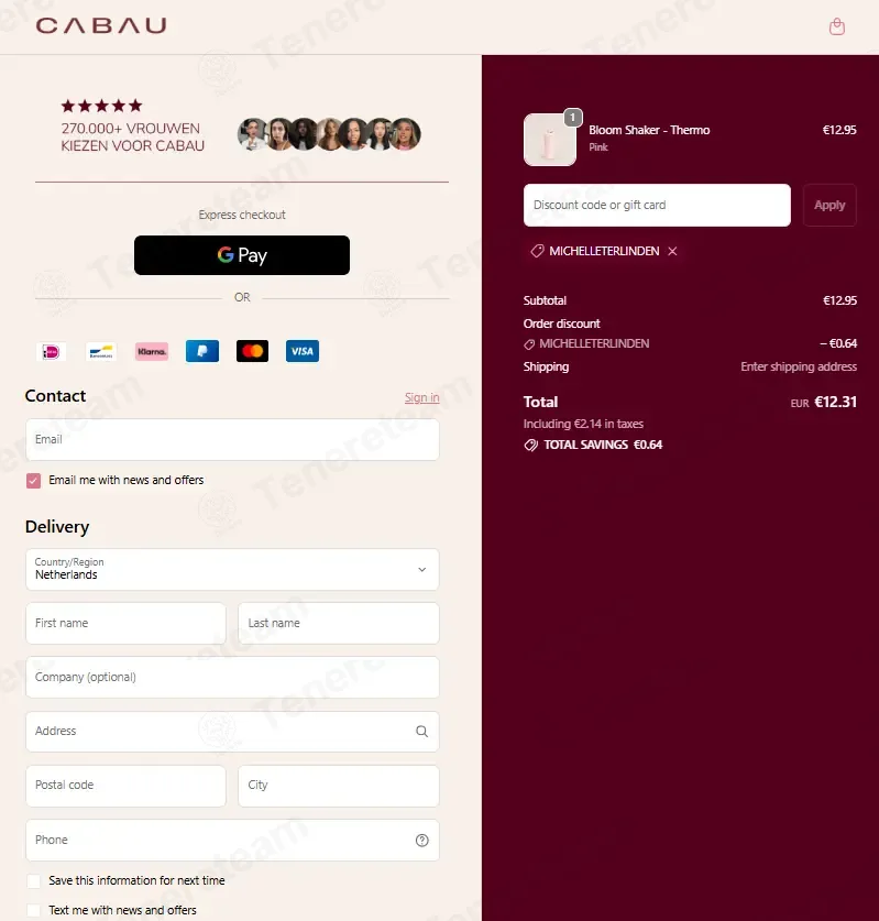 Cabau Lifestyle coupon code verified as working at checkout