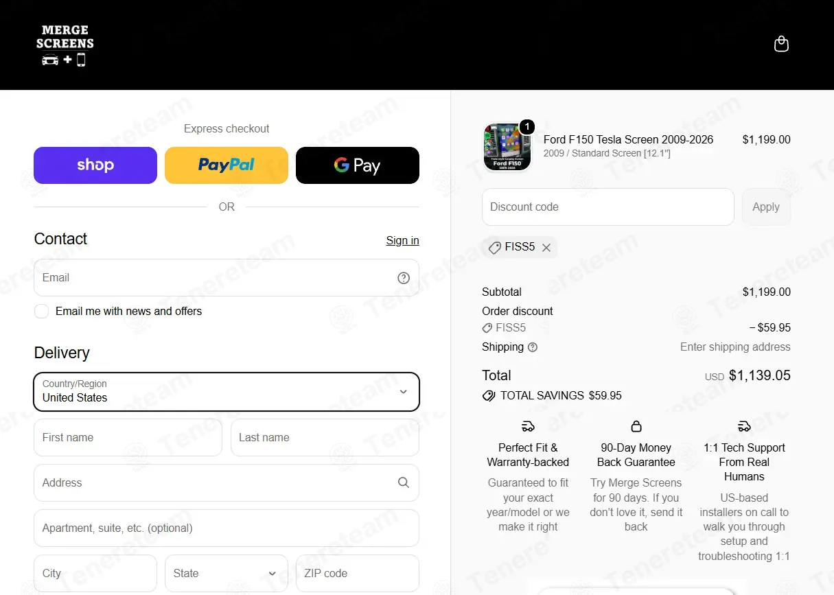 Merge Screens coupon code verified as working at checkout