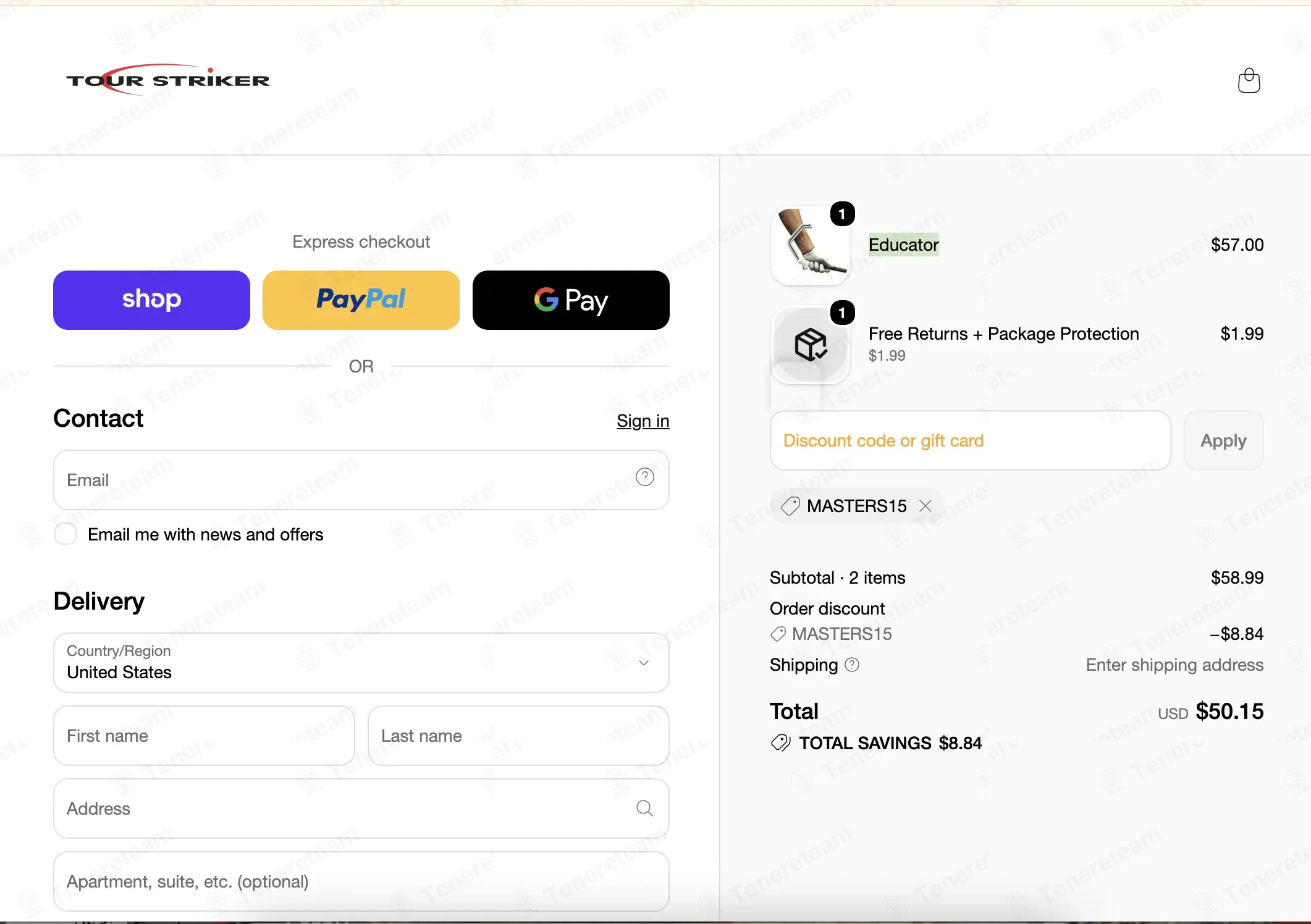 Tour Striker coupon code: 15% off with MASTERS15. Tested and valid as 2 weeks ago.