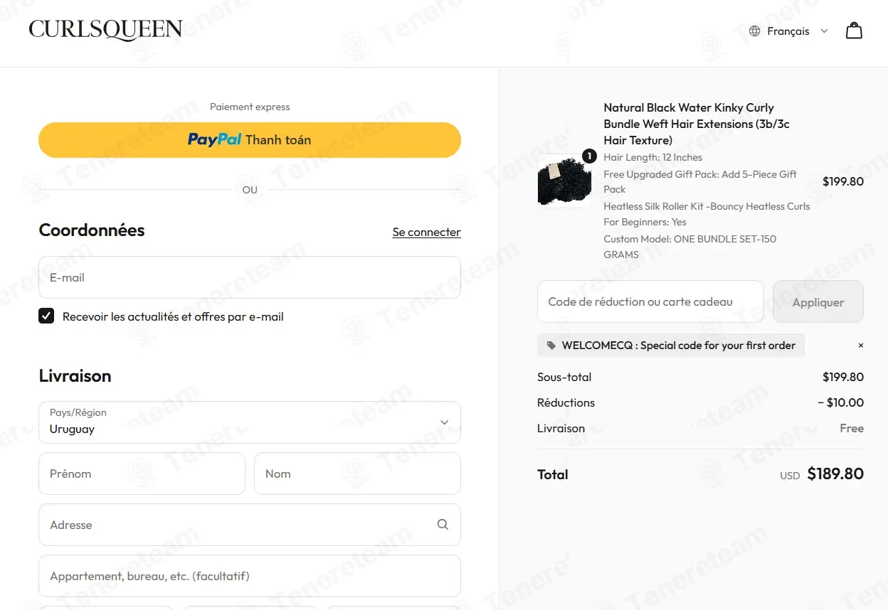 CurlsQueen coupon code: $10 off with WELCOMECQ. Tested and valid as 1 week ago.