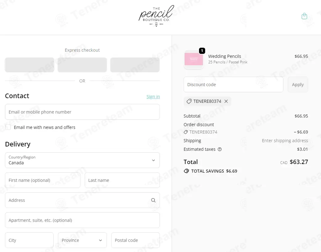 The Pencil Boutique coupon code: 10% off with TENERE80374. Tested and valid as 1 month ago.